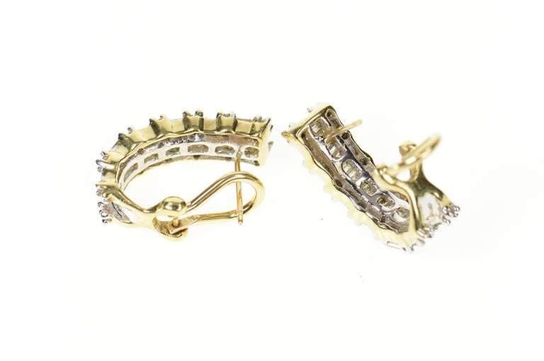 10K Yellow Gold 1.34 Ctw Diamond Encrusted Hoop French Clip Earrings