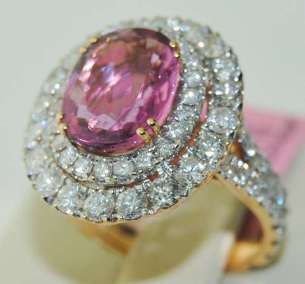 Pink Sapphire and Diamond 18kt Rose Gold Ring