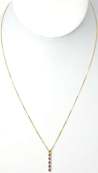 Understated Diamond & Ruby Necklace in 14KT Yellow Gold