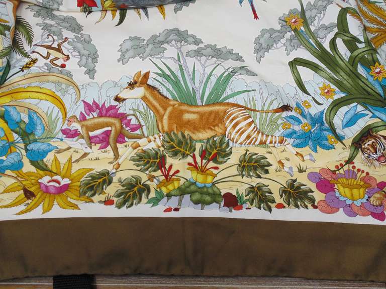 Gucci Silk Animal Print Green Scarf