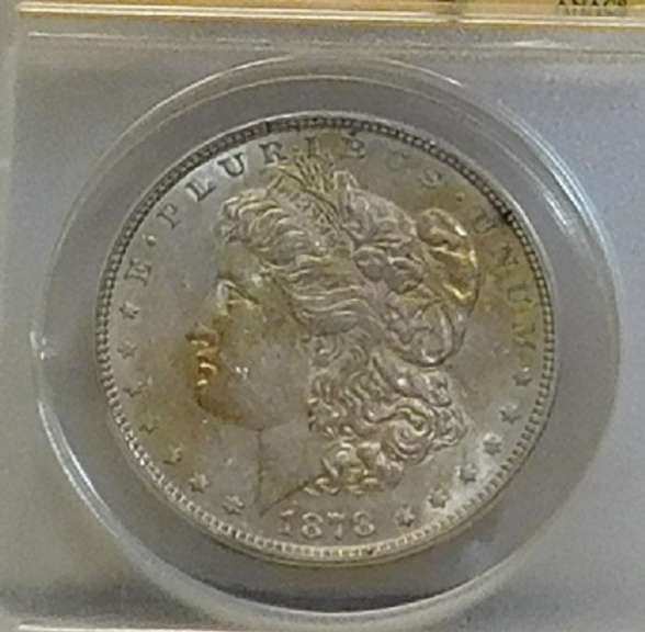 1878-7TF Morgan Dol, ANACS AU-53