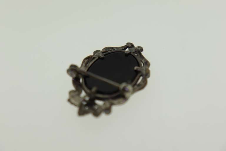 Vintage Sterling Silver Cameo Brooch