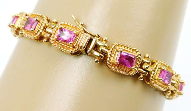 Vibrant Sterling Vermeil Pink Sapphire Bracelet