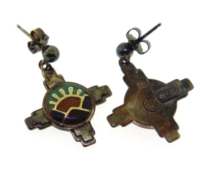 Sterling Silver Enamel Drop Earrings