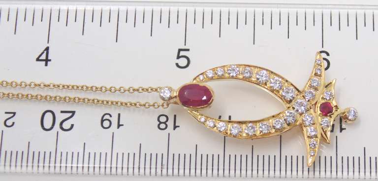 Glamorous 21kt Yellow Gold Ruby and Diamond Necklace