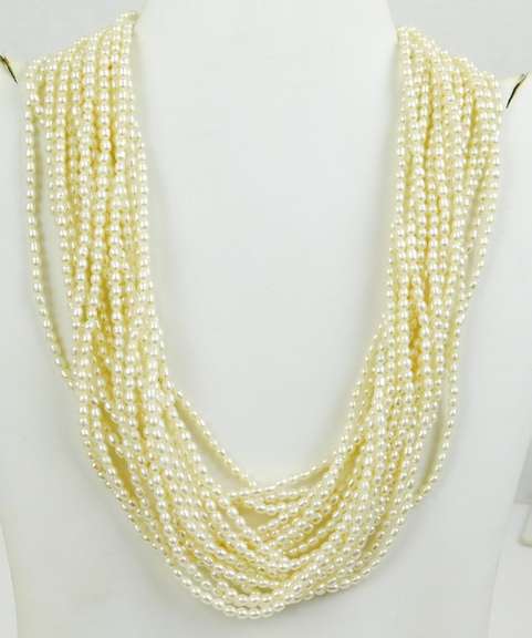 18 Strand Freshwater Pearl Necklace w/Sterling Clasp
