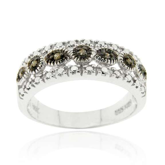 Sterling Silver 1/10ct Black Diamond Band Ring