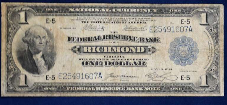 FRBN Green Eagle 1 Dollar Note Circulated From Richmond