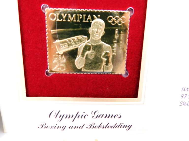 6 Olympic 1st Day Covers & 23KT Gold Stamps