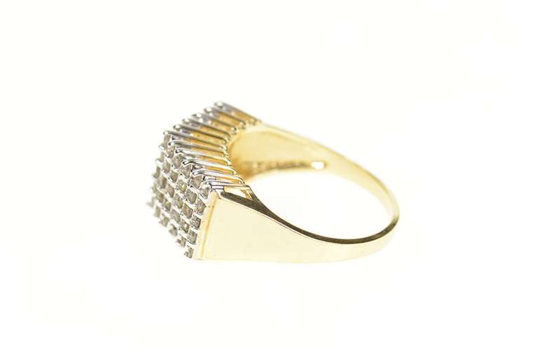 14K Yellow Gold 1.37 Ct Squared Diamond Statement Band Ring