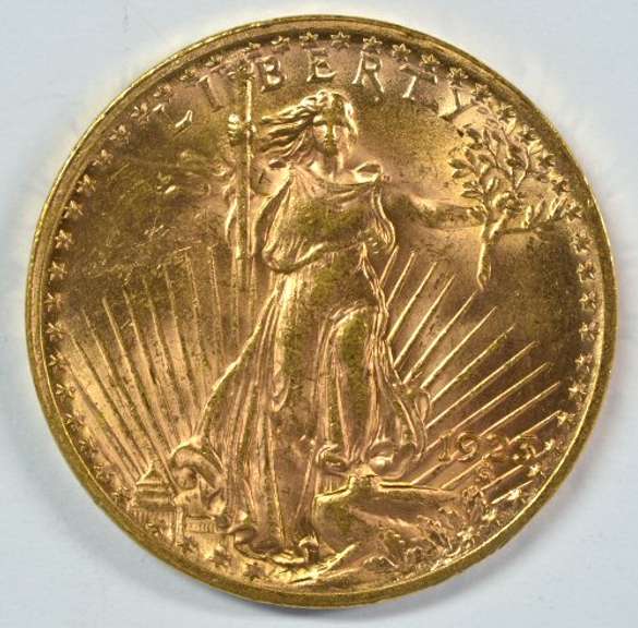 Fresh BU 1923 St. Gaudens $20 Gold Piece. Lustrous