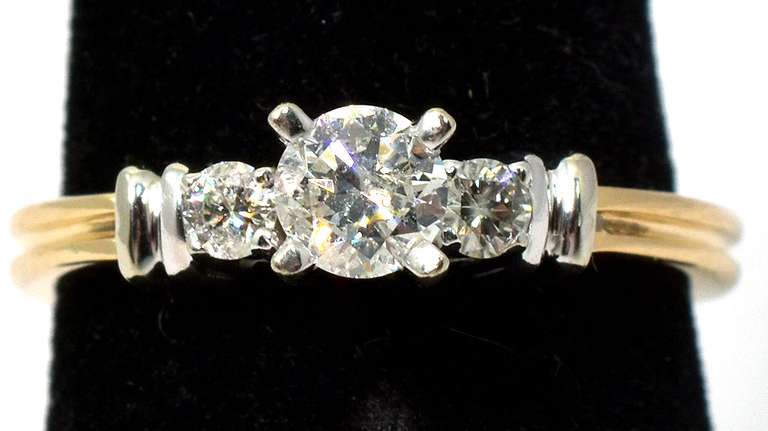 Cute 3-Stone Diamond Ring in 14KT 2-Tone Gold