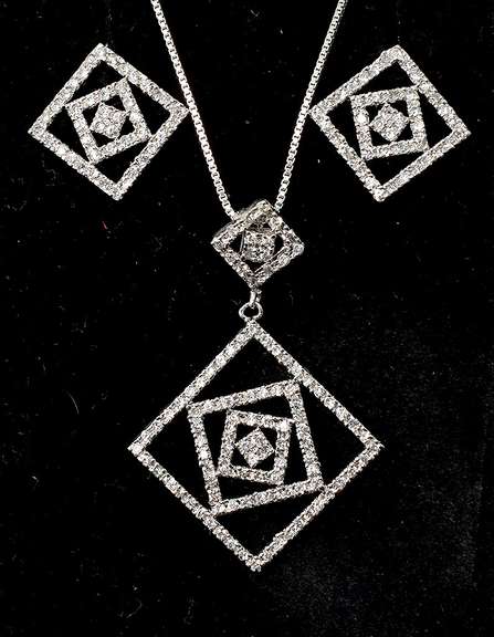 Set of Sterling Silver Necklace and Earrings