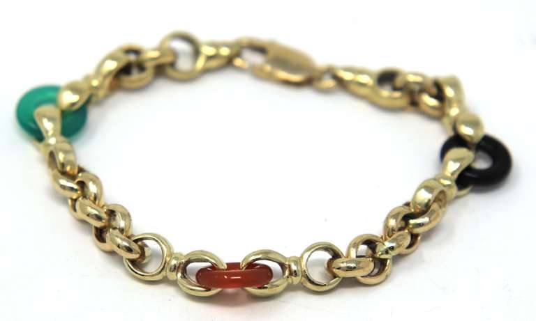 Gorgeous 14kt YG Multi-Color Gemstone Ring Station Bracelet