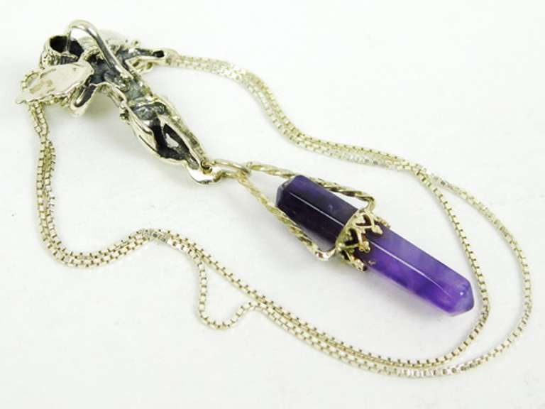 Wonderful Sterling Angel & Amethyst Prism Necklace