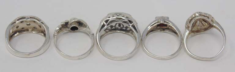 Group Lot of 5 Sterling Silver Rings