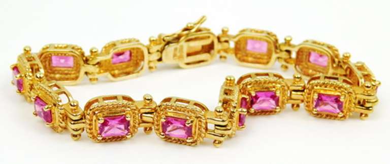 Vibrant Sterling Vermeil Pink Sapphire Bracelet