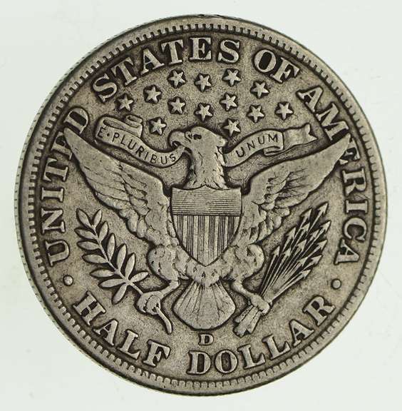 1907-D Barber Head Silver Half Dollar - Circulated