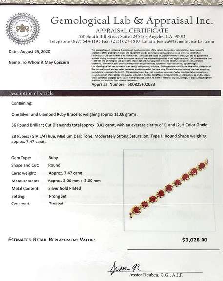 Gorgeous Ruby & Diamond Bracelet in Vermeil