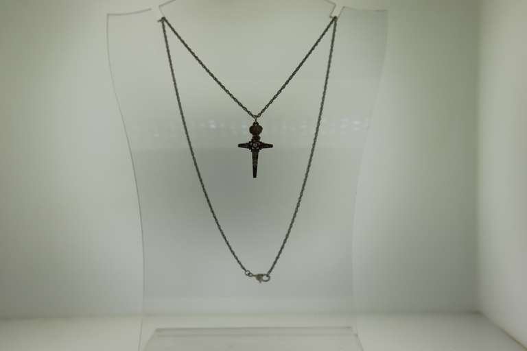 Vintage Sterling Silver and 10K Yellow Gold Cross Necklace