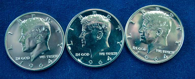 Lot Of 3 1964 Accent Hair Proof Kennedy Half