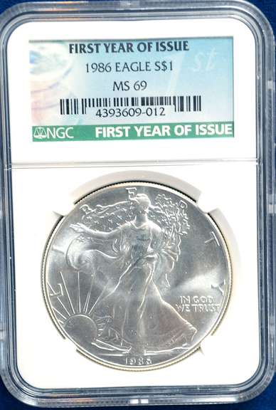 1986 Silver Eagle First Year of Issue NGC MS69