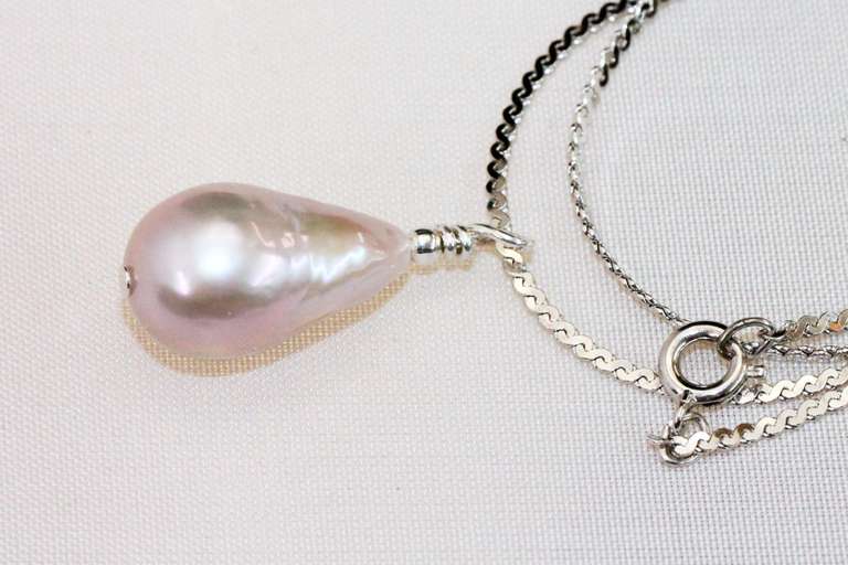 Lilac Drop Pearl on Sterling Chain