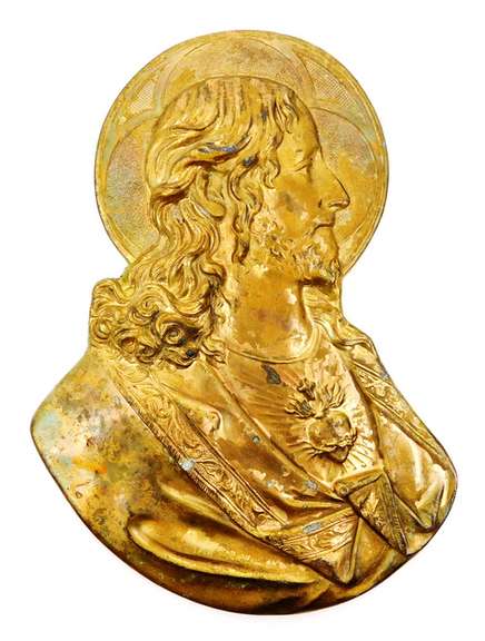 1924 Brass Jesus Sacred Heart Plaque