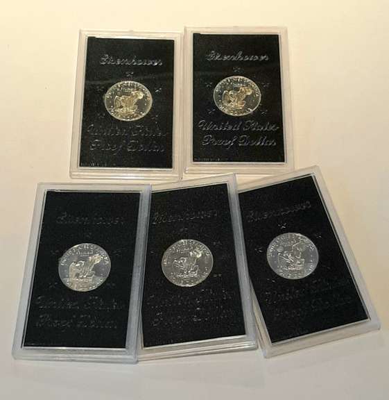 2 Each 1971-74 Proof Ike Silver Dollars