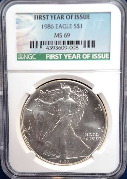 1986 Silver Eagle First Year of Issue NGC MS69