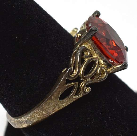 Bold Orange Stone Ring in Sterling Silver