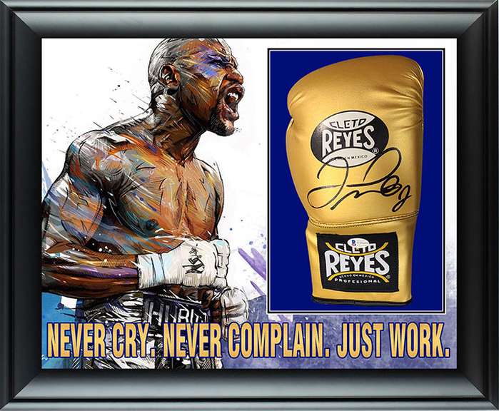 Floyd Mayweather Autographed Reyes Boxing Glove Display BAS Witness