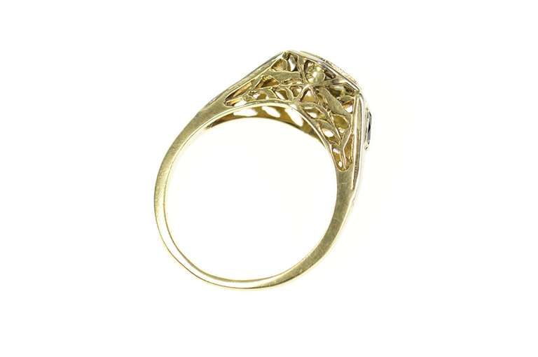 14K White Gold 4.1mm Art Deco Elaborate Engagement Setting Ring