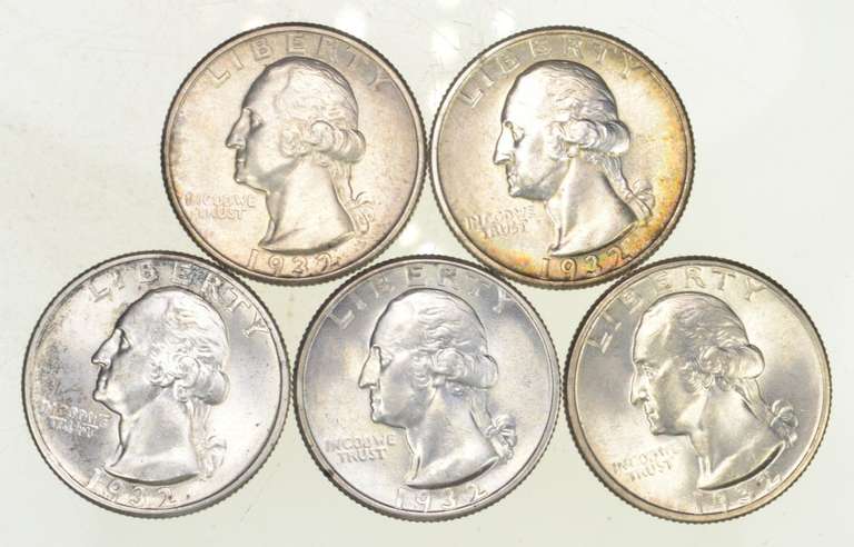 (Lot 5) 1932 Washington Quarters