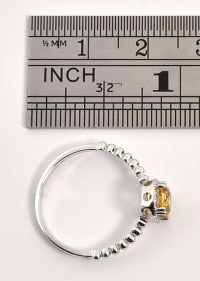 Suave Citrine & Diamond Ring in 14K WG