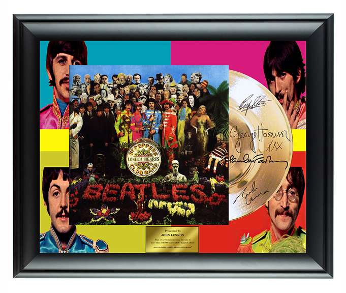 The Beatles Facsimile Signed Gold Record Award Display