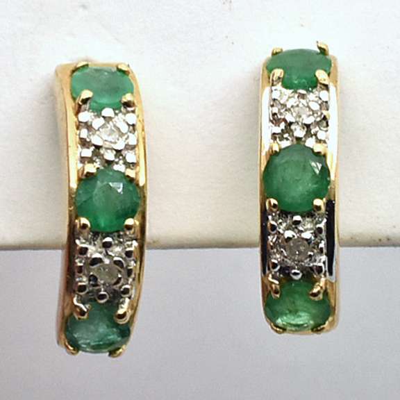 Sweet Emerald & Diamond J Hoop Earrings