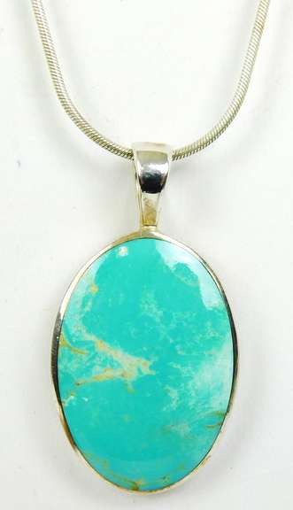 Kabana Reversible Sterling Turquoise Pendant & Chain