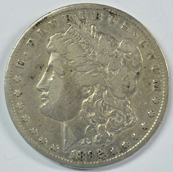 Very scarce key date 1892-CC Morgan Silver Dollar