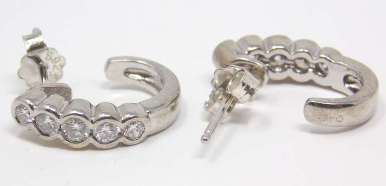 Pretty White Gold Diamond Hoop Earrings