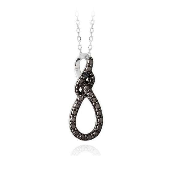 Sterling Silver Black Diamond Accent Infinity Twist Necklace