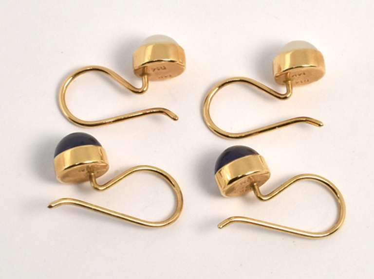 Two Pairs of Gold French Wire Earrings