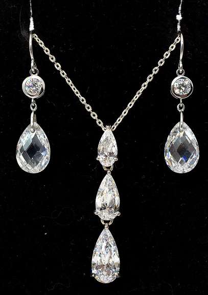 Sterling Silver Crystal Necklace and Earrings
