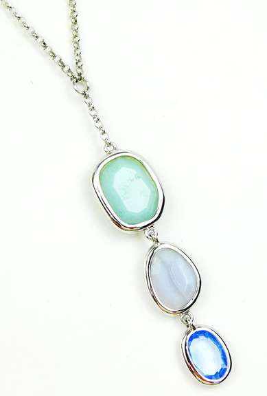 Stunning Elle Sterling Multi-Gemstone Necklace
