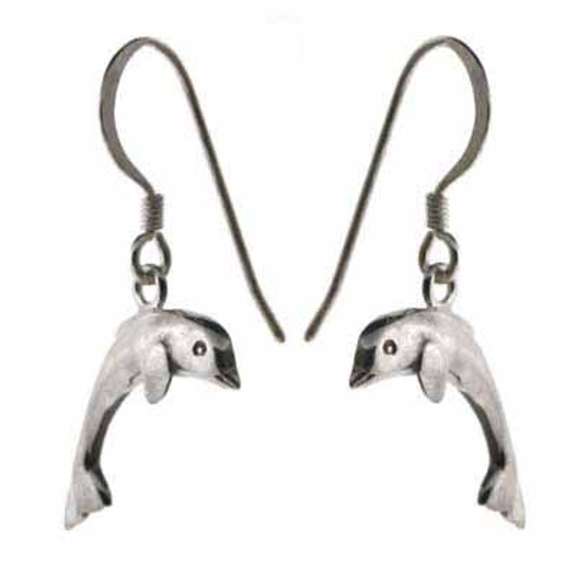 Sterling Silver Dolphin Dangle Earrings