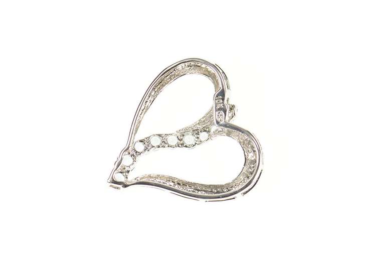 10K White Gold Blue Topaz Wavy Curvy Heart Love Symbol Pendant