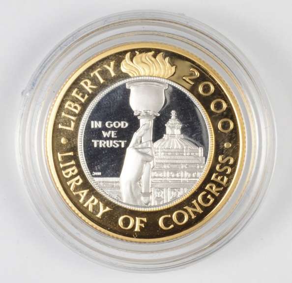 2000 $10 Library Of Congress Bimetallic Proof Coin - Box & COA