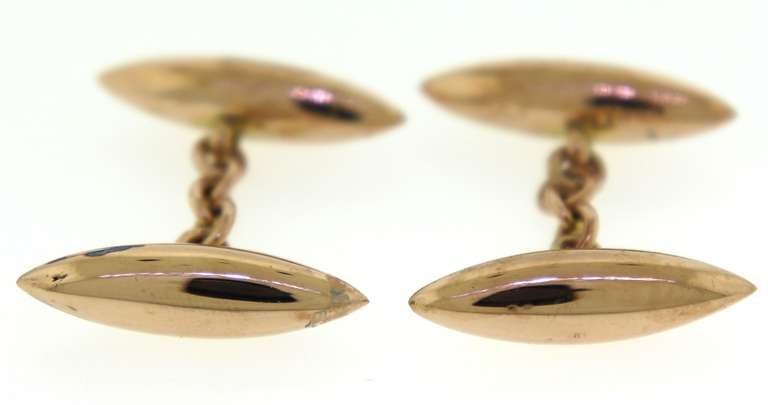 Bullet Shaped Yellow Gold Cufflinks