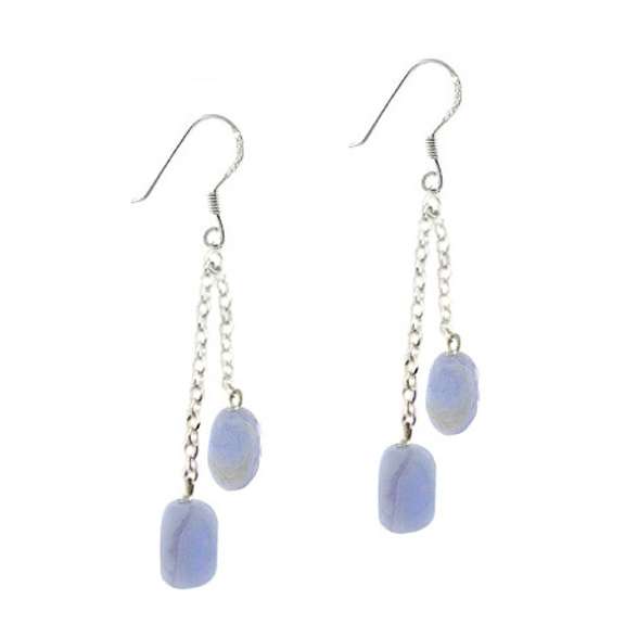 Sterling Silver Lace Agate Dangle Earrings