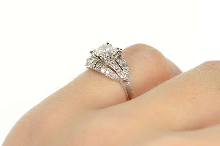 Platinum 0.87 Ctw Art Deco Diamond Engagement Ring